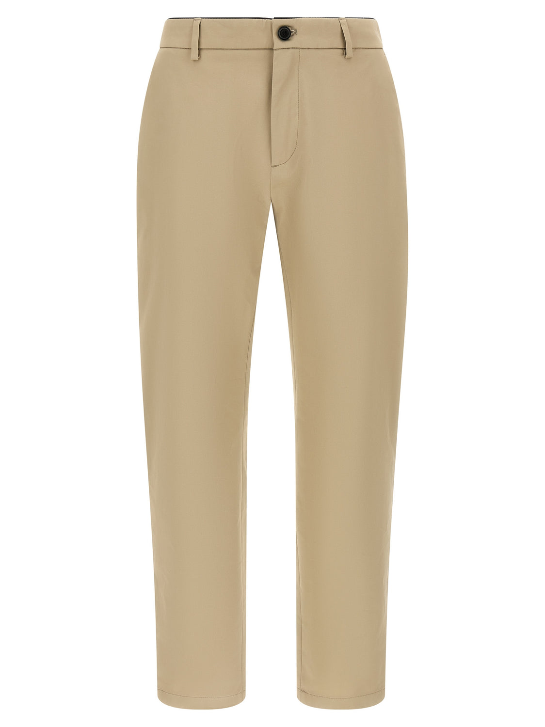 Beige Cotton Cropped Pants