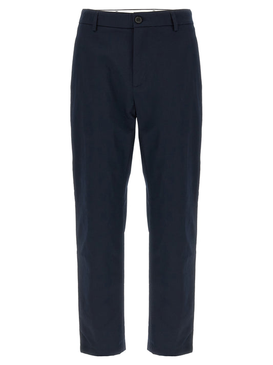 Blue Cotton Casual Pants
