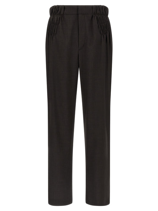 Brown Virgin Wool Casual Pants