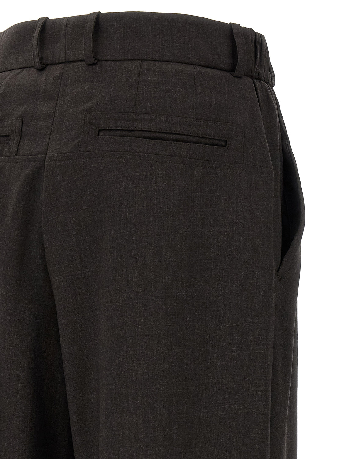 Brown Virgin Wool Casual Pants