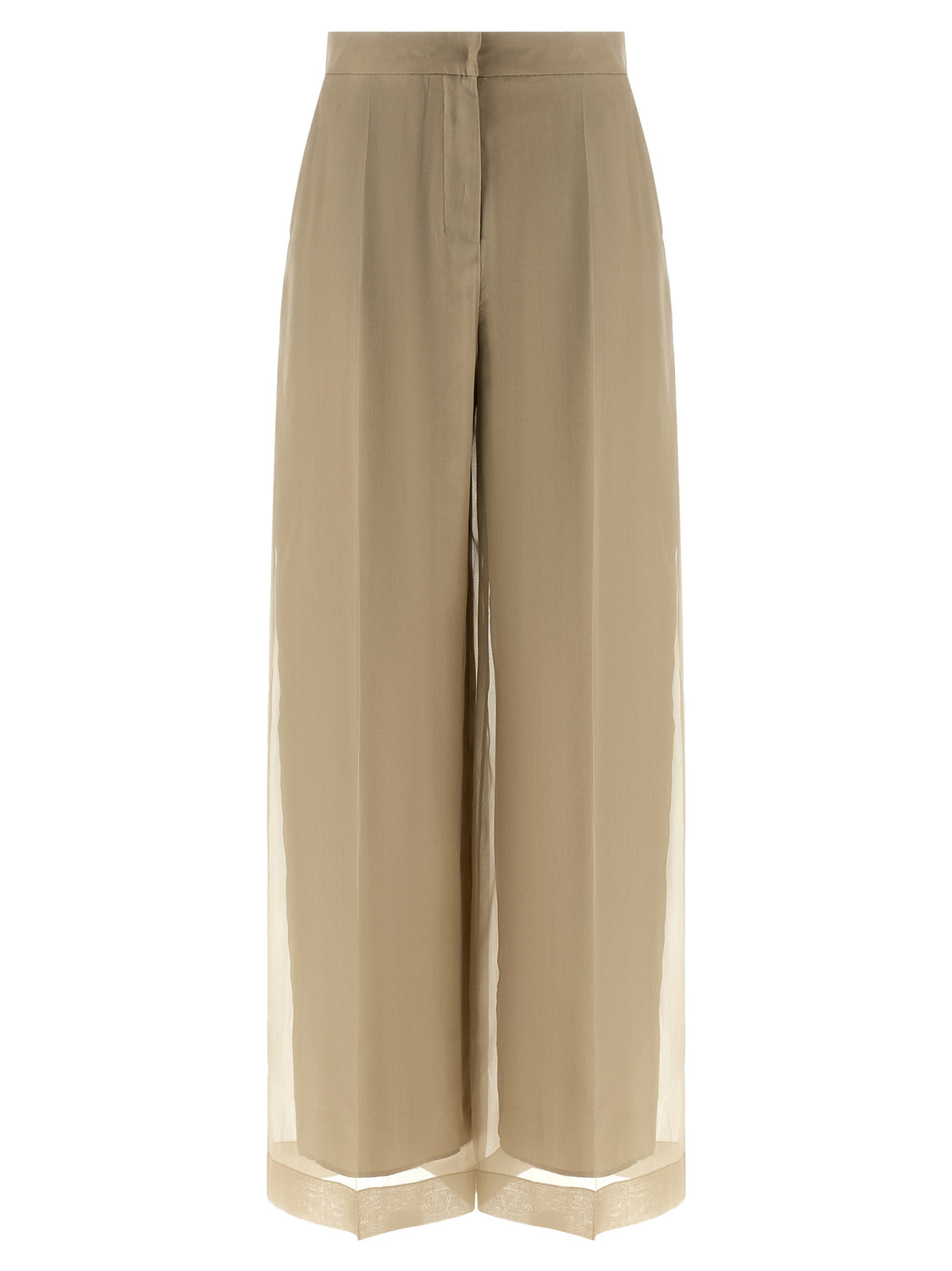 Beige Silk Casual Pants