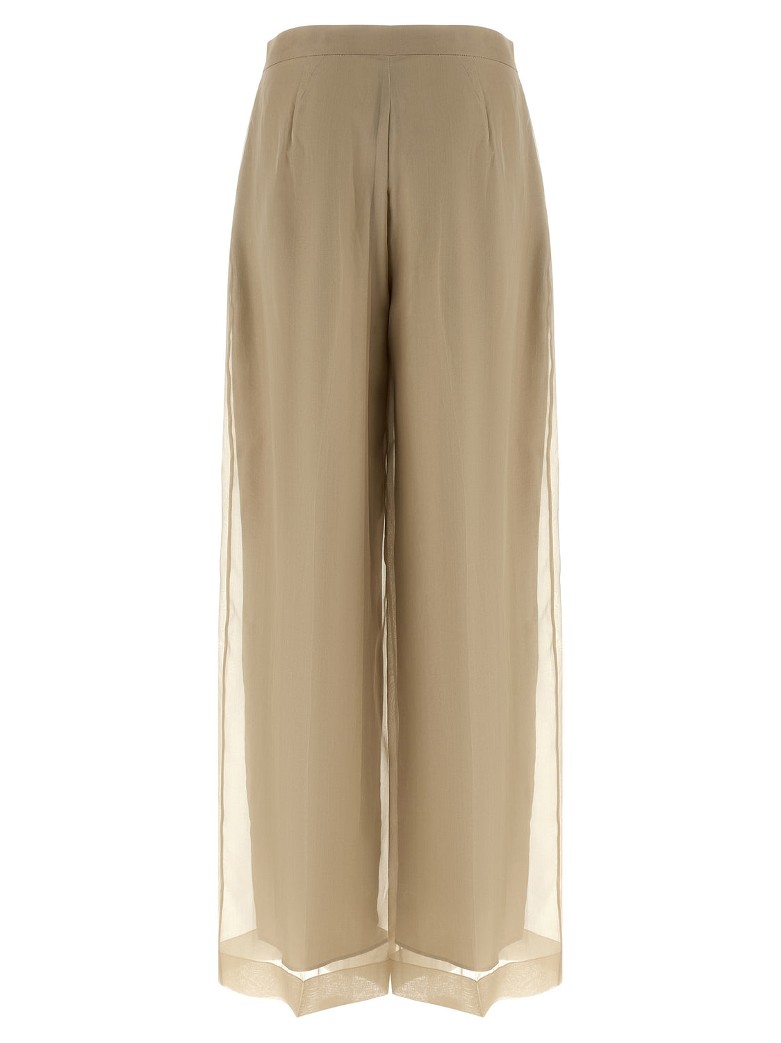 Beige Silk Casual Pants
