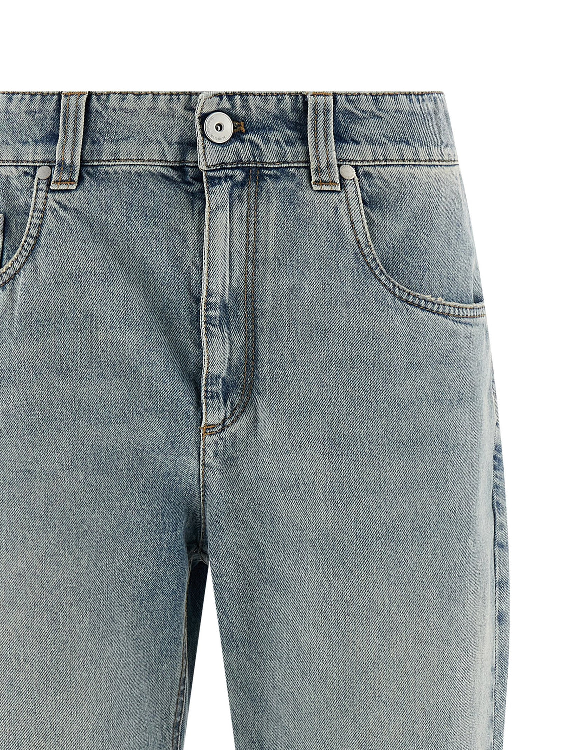 Blue Cotton Straight-Leg Jeans