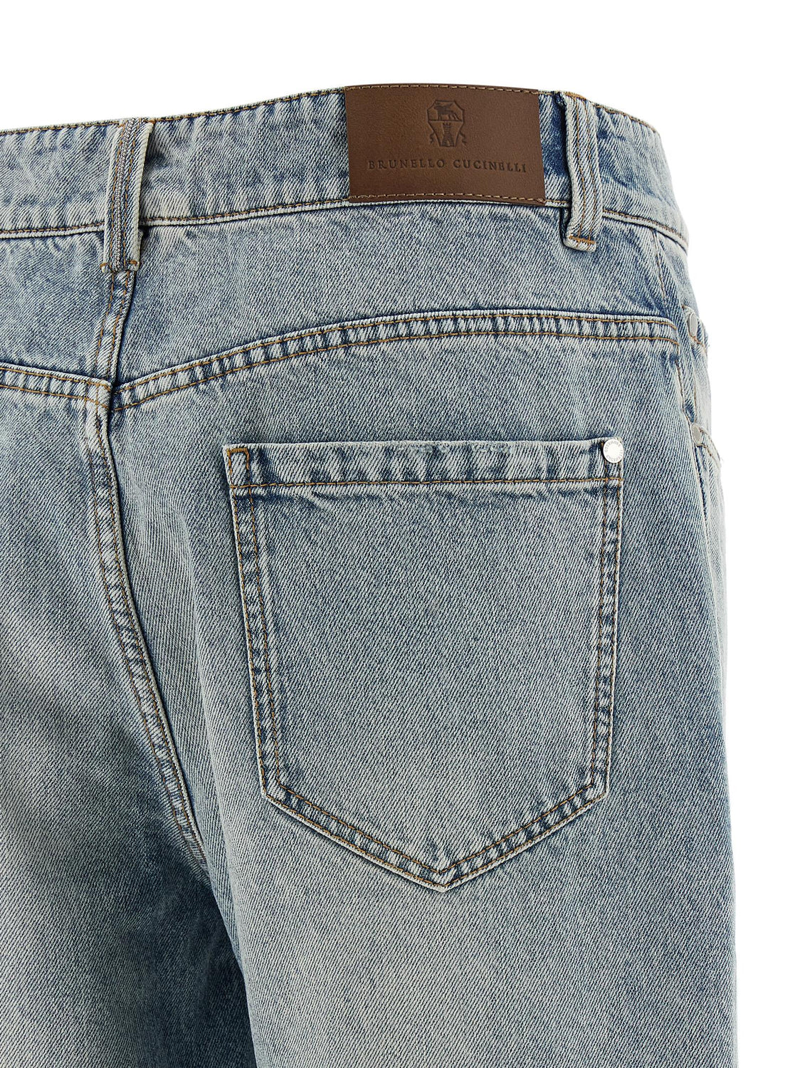 Blue Cotton Straight-Leg Jeans