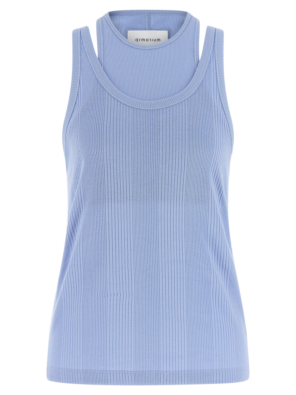 Blue Cotton Sleeveles T-Shirt