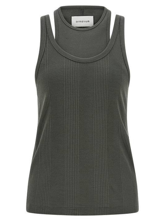 Gray Cotton Sleeveles T-Shirt