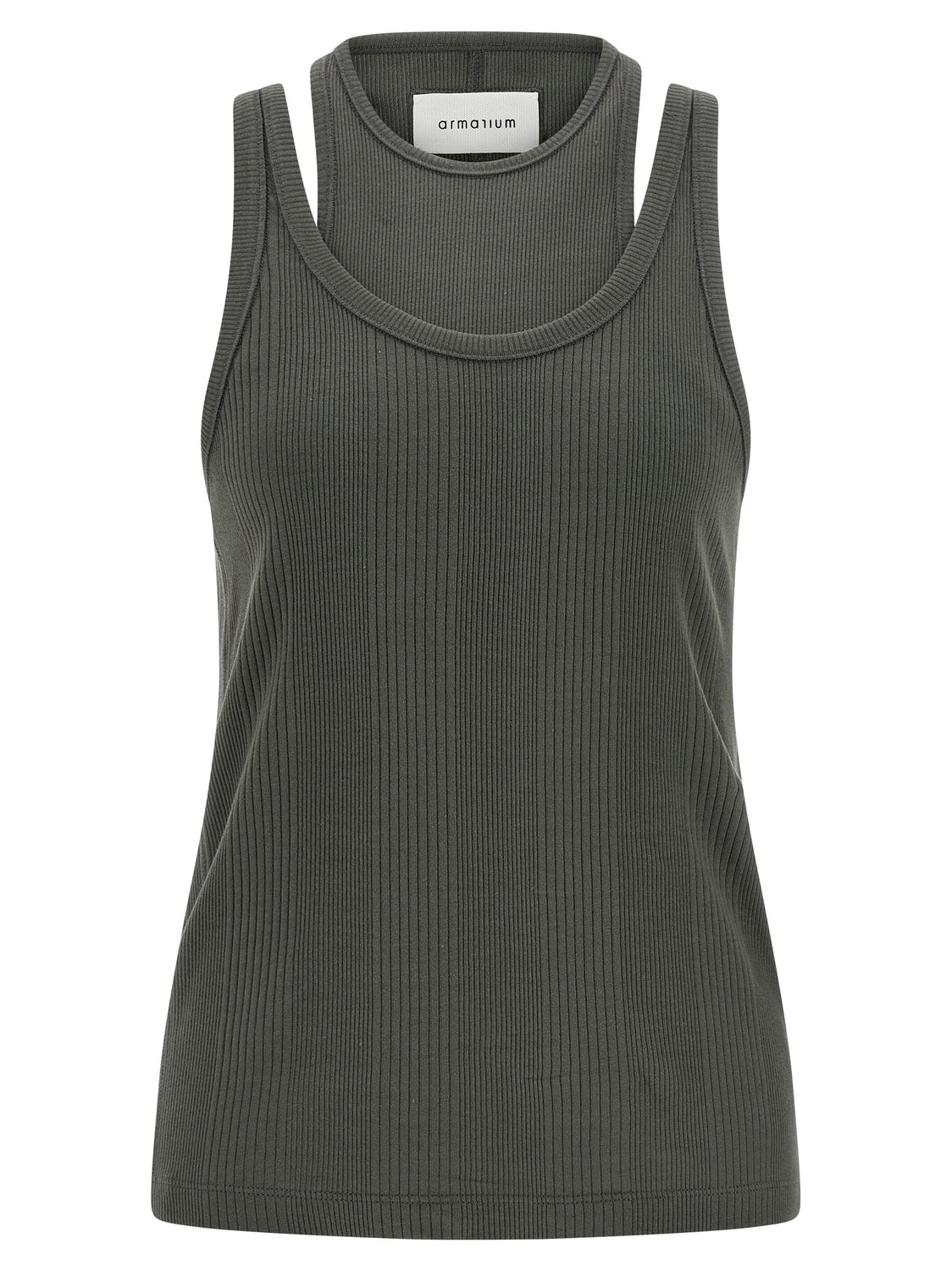 Gray Cotton Sleeveles T-Shirt