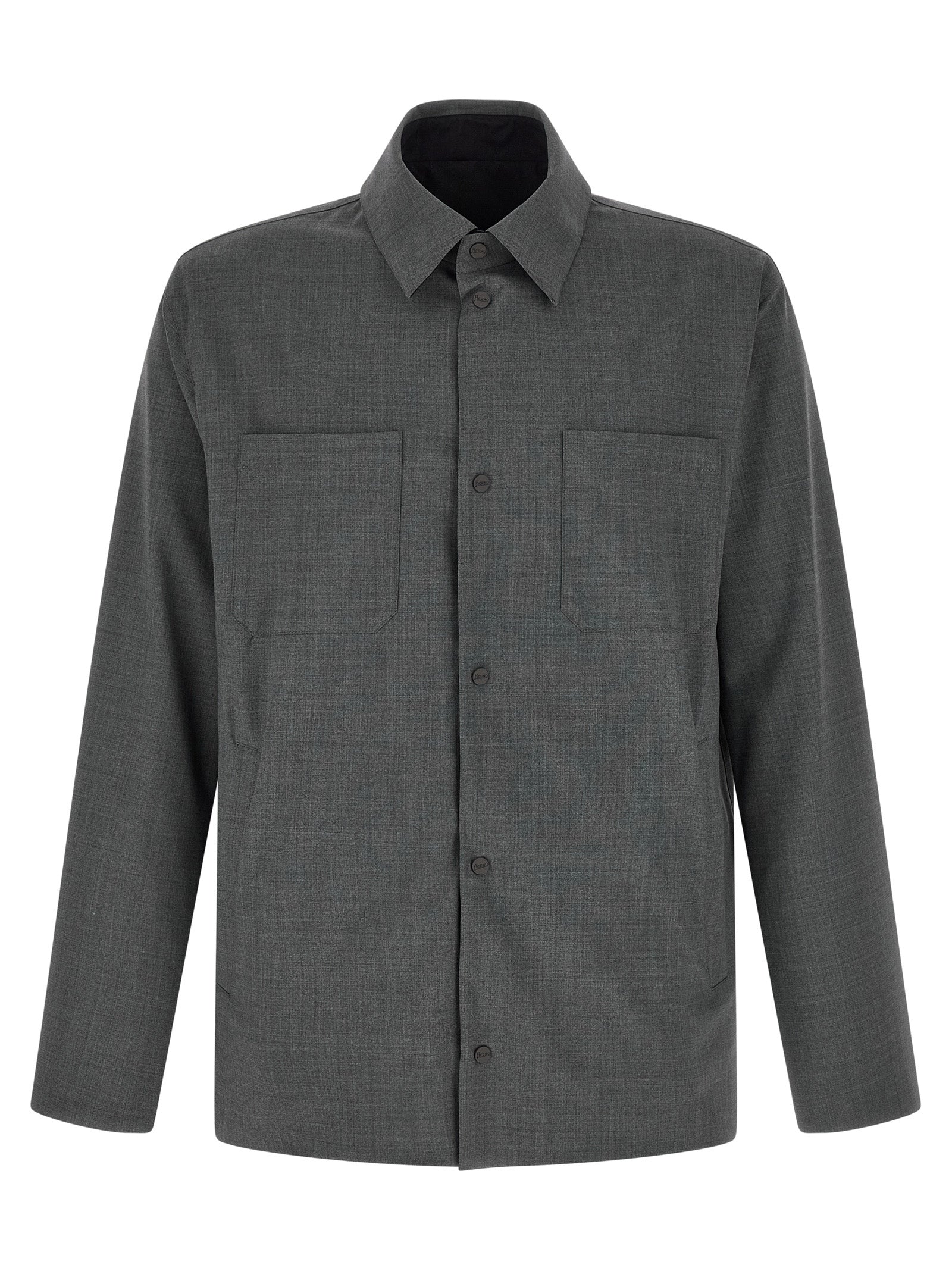 Gray Polyester Full-Length Jacket