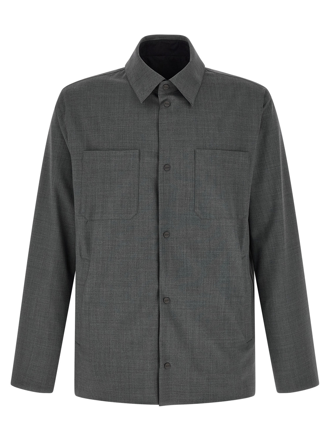Gray Polyester Full-Length Jacket