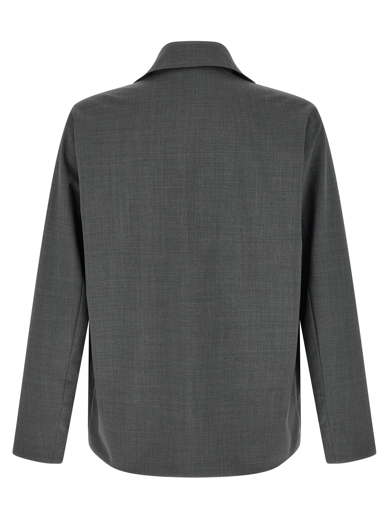 Gray Polyester Full-Length Jacket