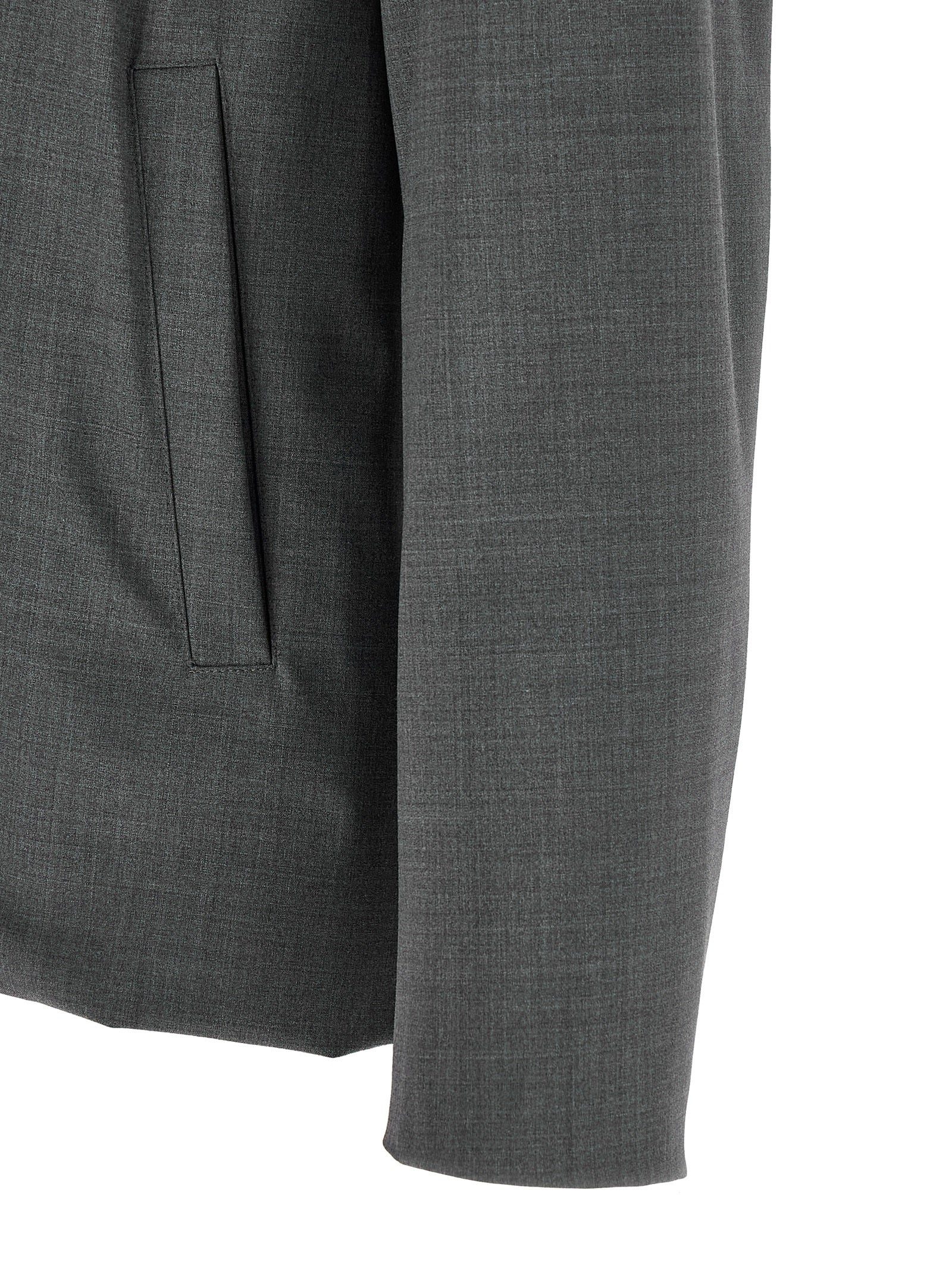 Gray Polyester Full-Length Jacket