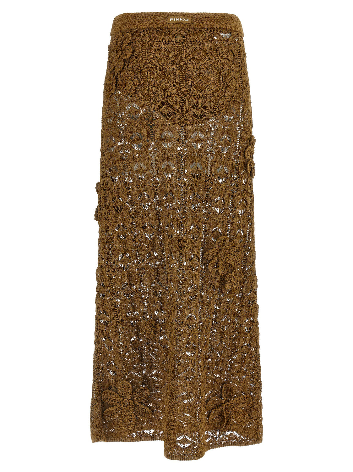 Brown Cotton Midi Skirt