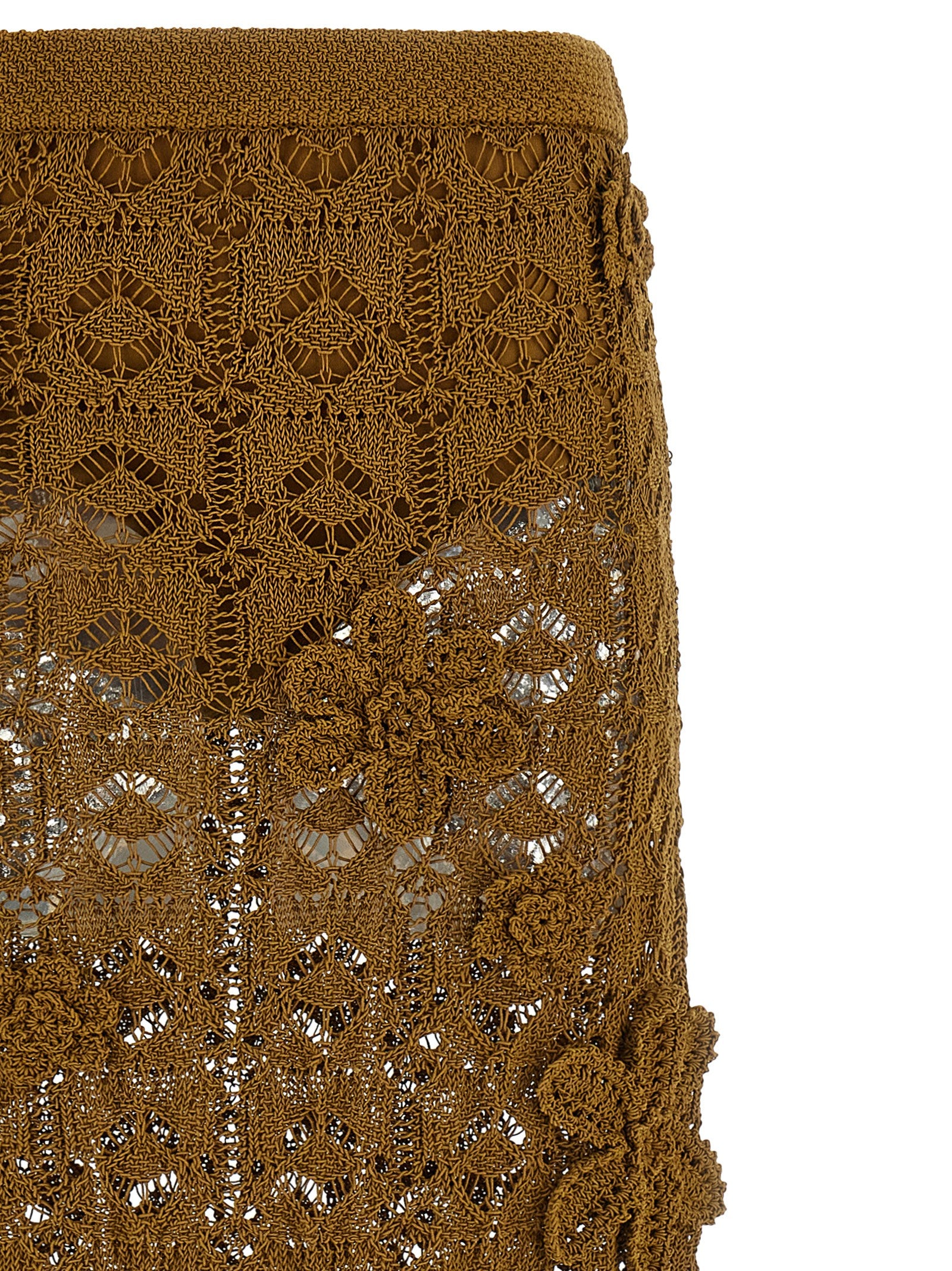 Brown Cotton Midi Skirt