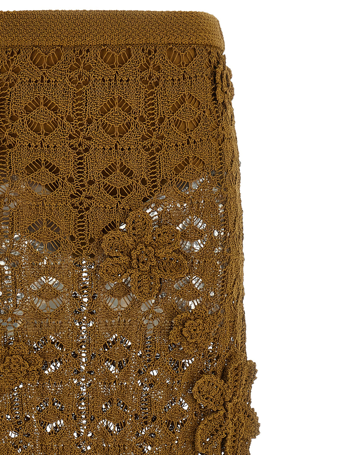 Brown Cotton Midi Skirt