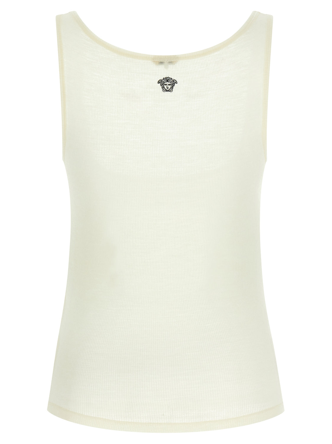 White Virgin Wool Sleeveles T-Shirt