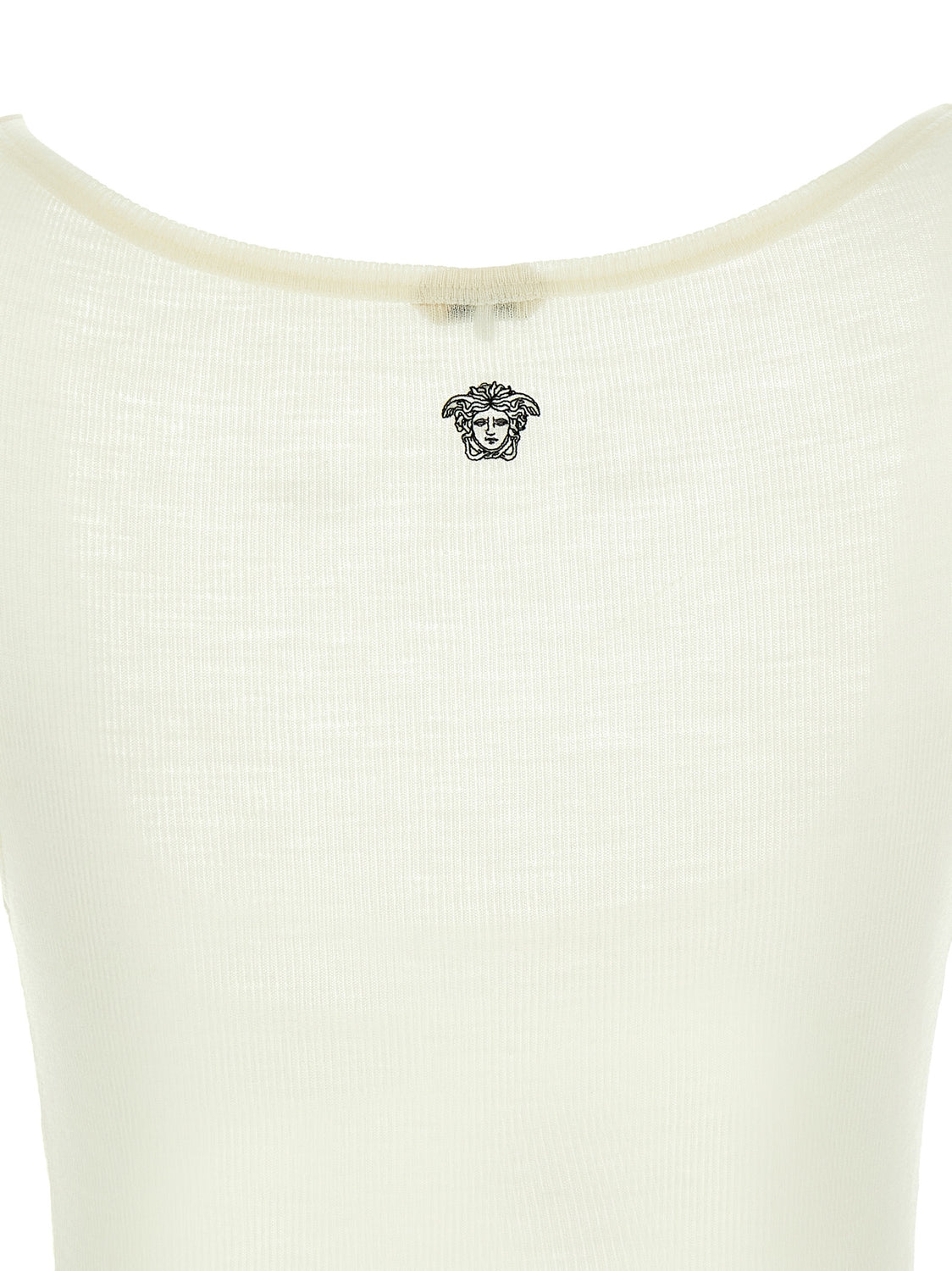 White Virgin Wool Sleeveles T-Shirt