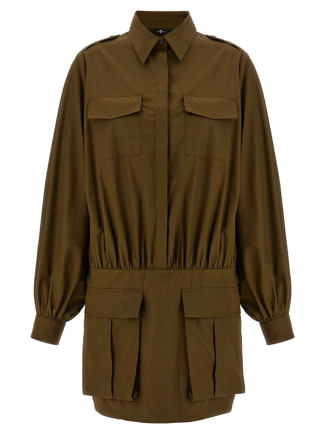 Brown Cotton Short Dress