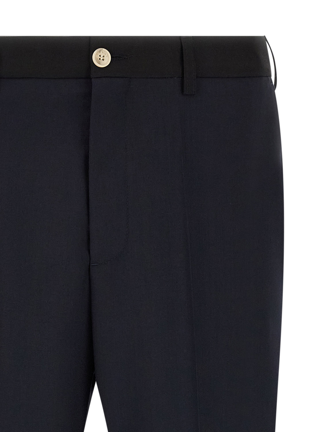 Blue Virgin Wool Casual Pants