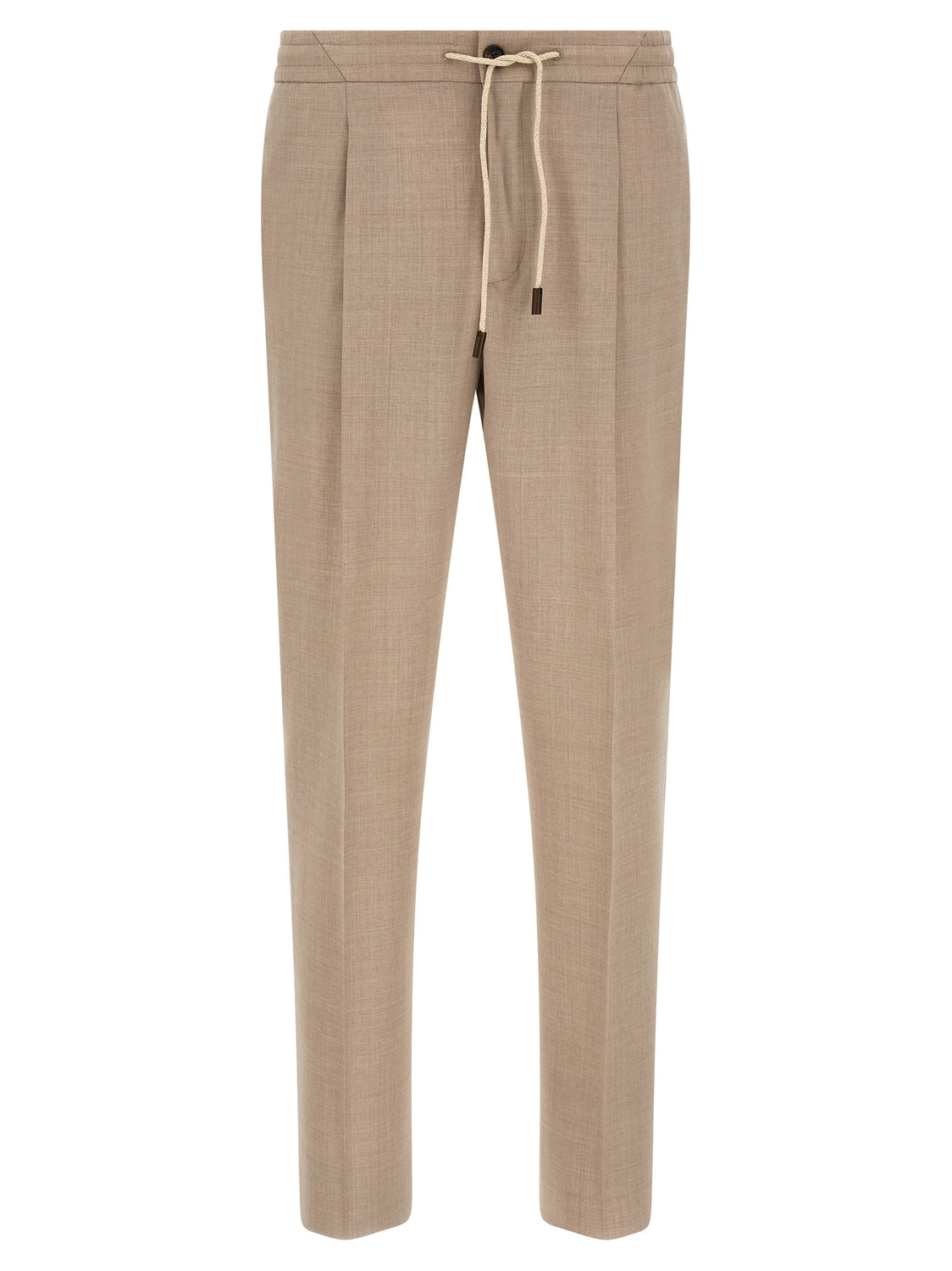 Beige Virgin Wool Casual Pants