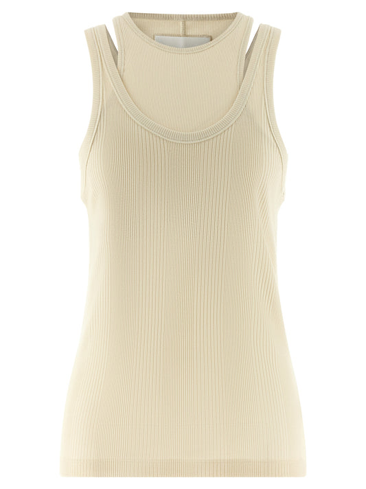 White Cotton Sleeveles T-Shirt