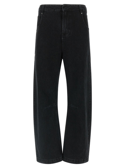 Black Cotton Straight-Leg Jeans