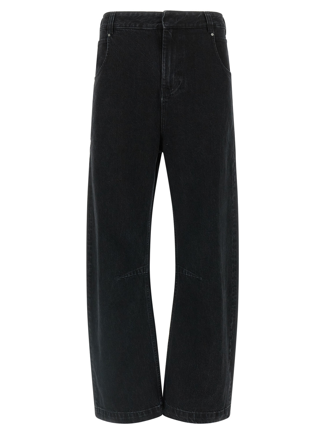 Black Cotton Straight-Leg Jeans