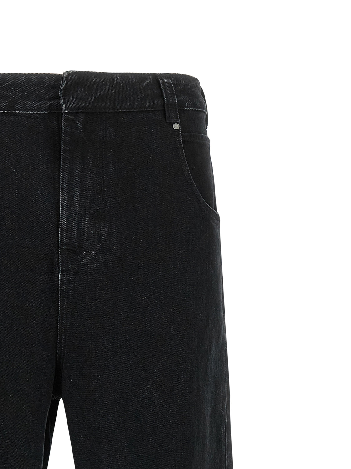 Black Cotton Straight-Leg Jeans