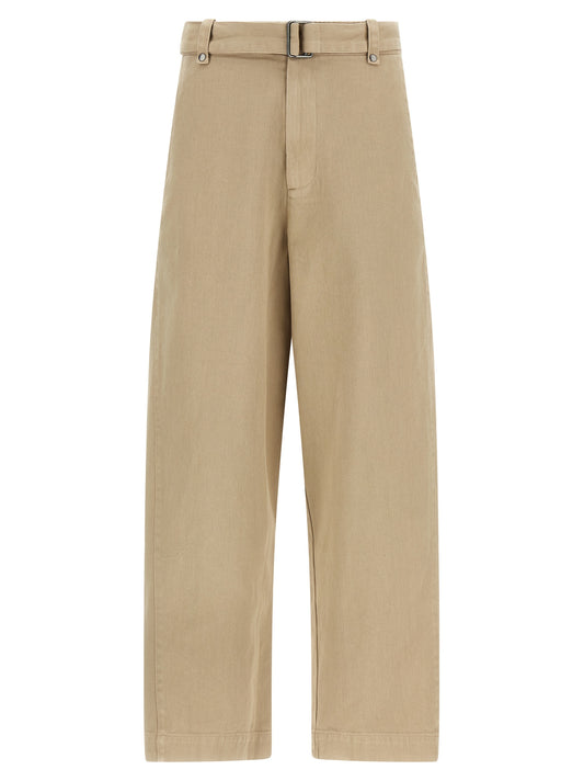 Beige Cotton Casual Pants