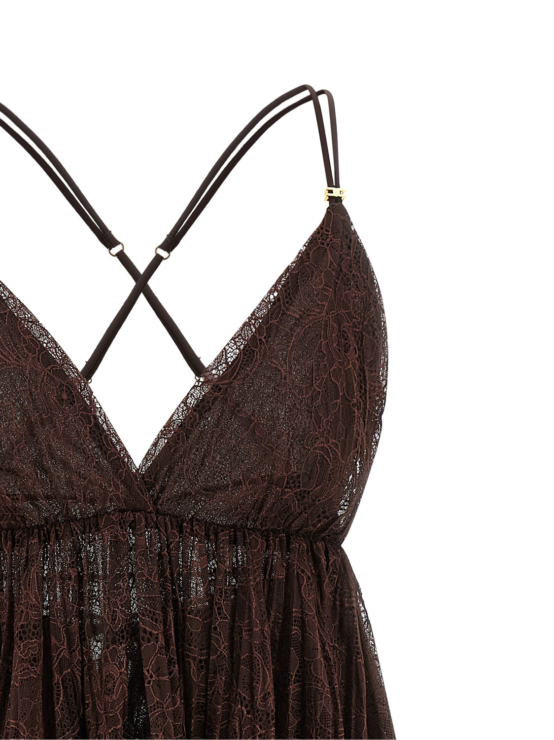 Brown Polyamide Short Dress