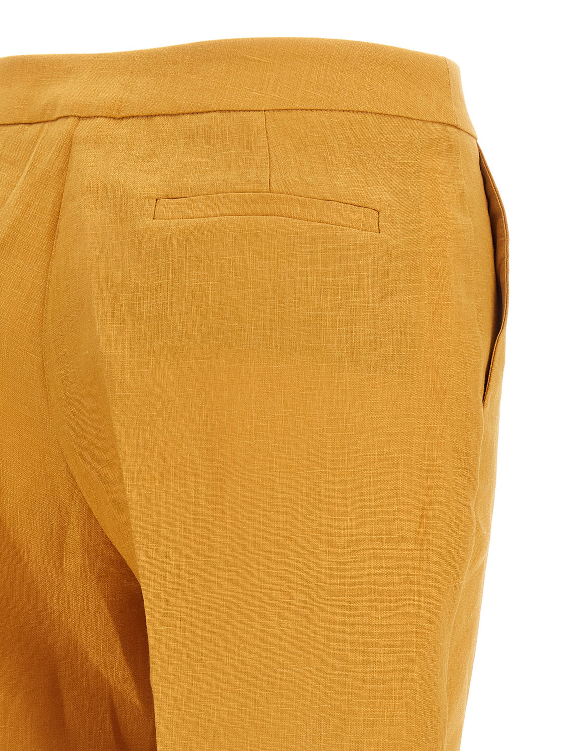 Orange Linen Casual Pants