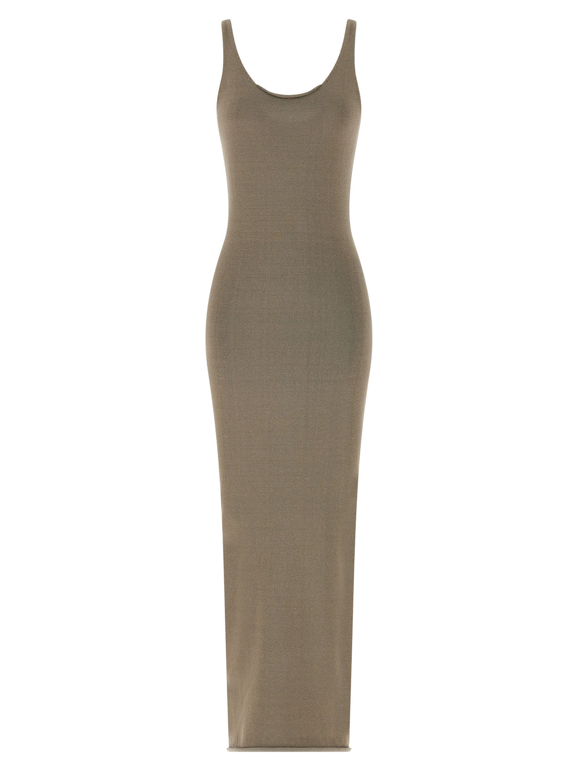 Beige Cotton Midi Dress