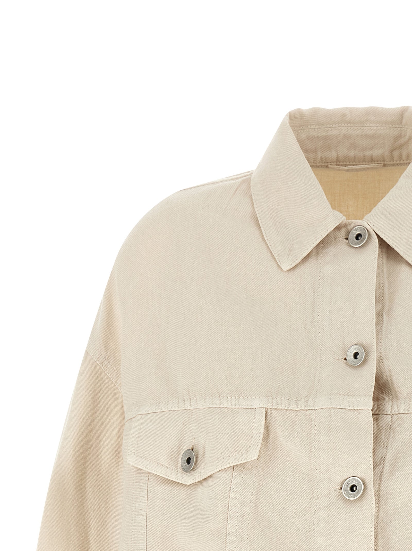 Beige Cotton Denim Jacket