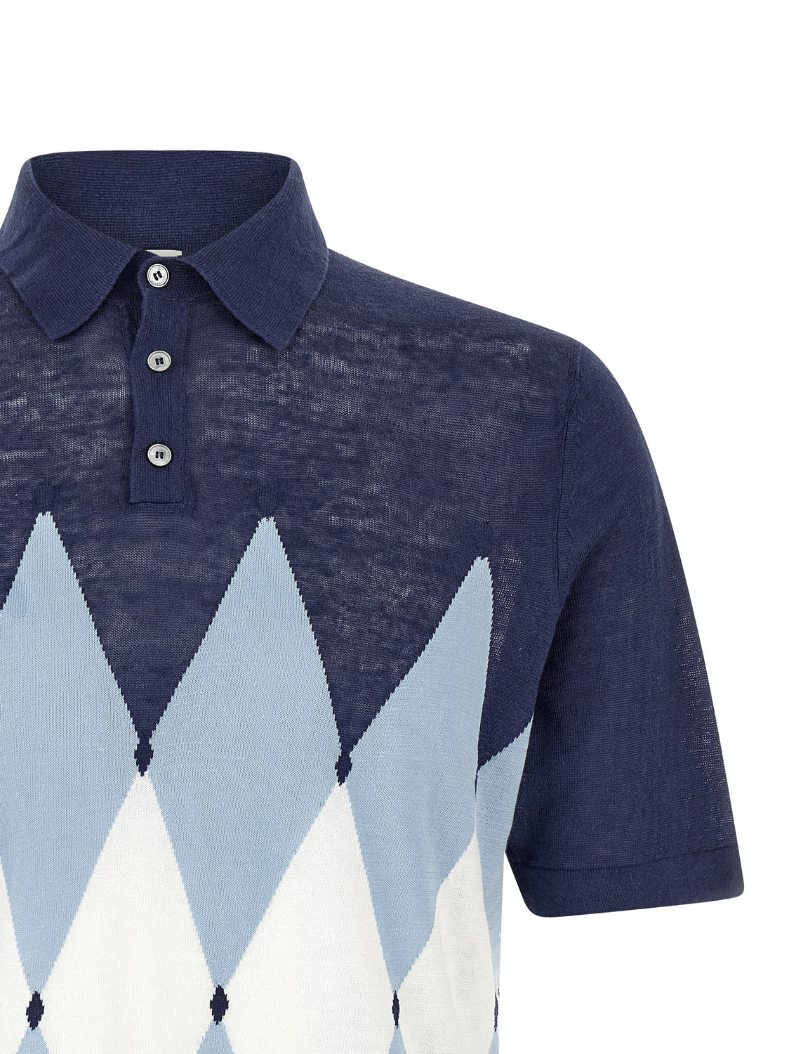 Blue Linen Polo Shirt