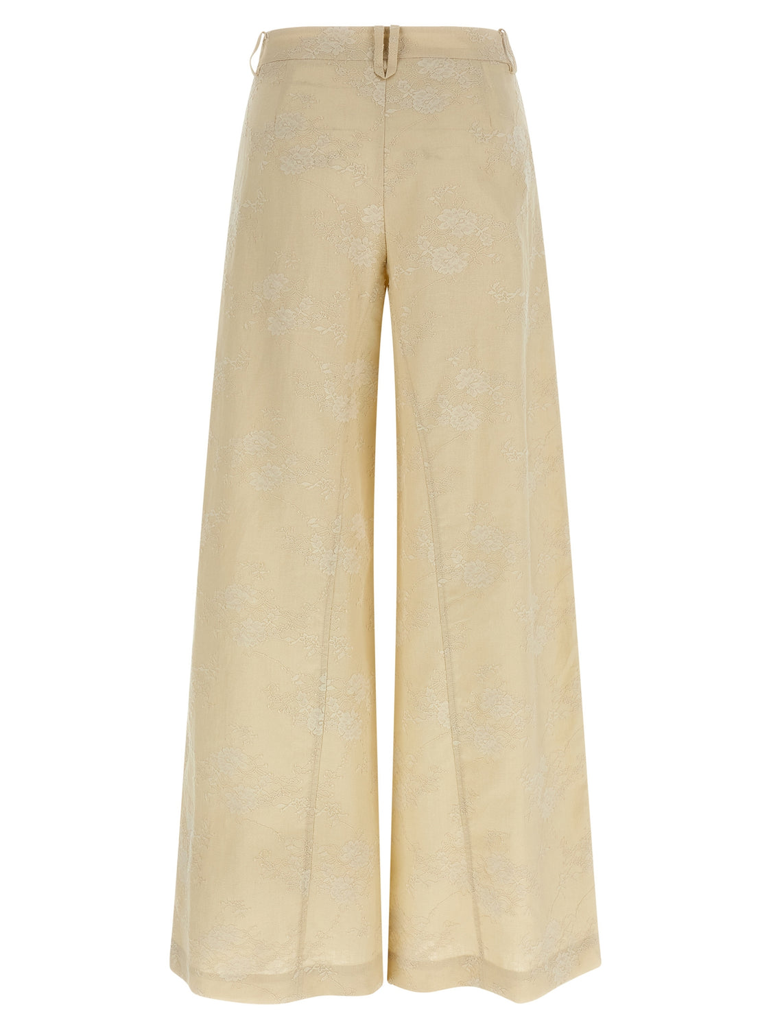 Beige Linen Flared Pants