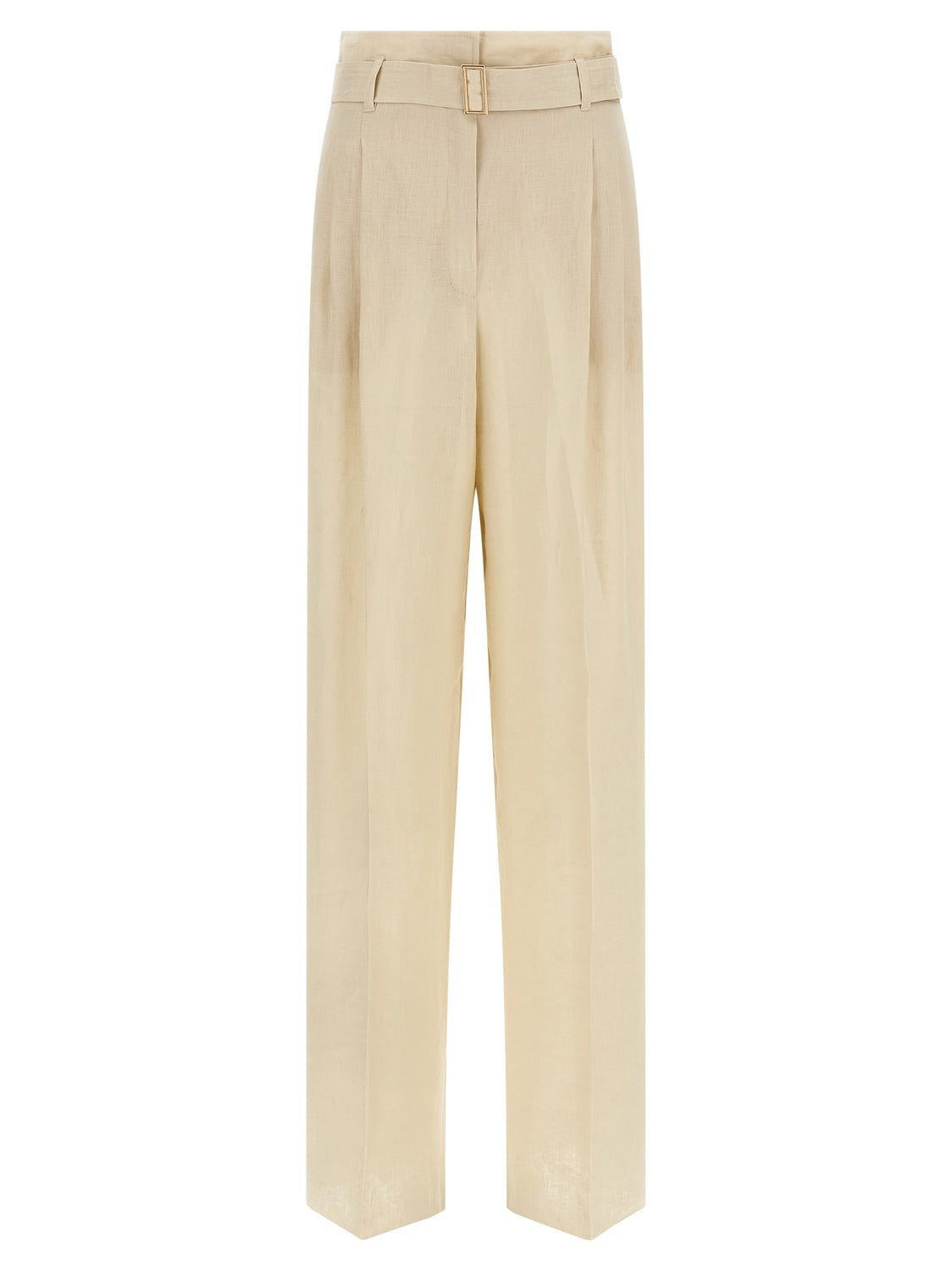 Beige Linen Casual Pants