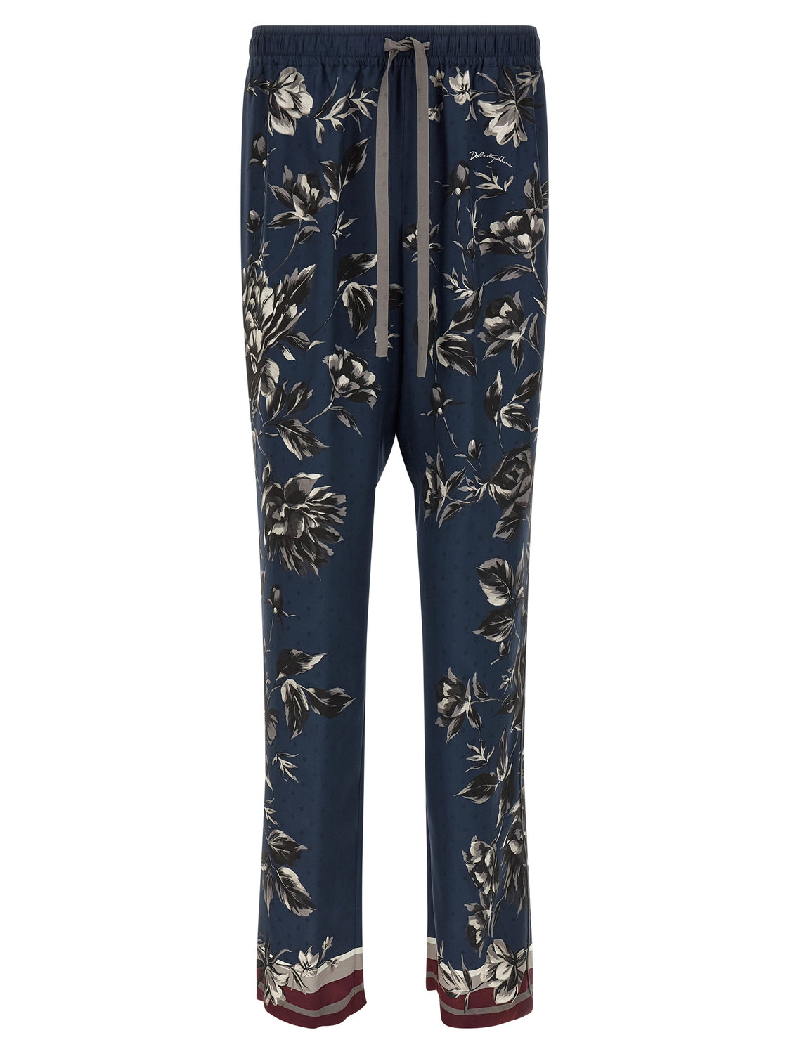 Blue Silk Casual Pants