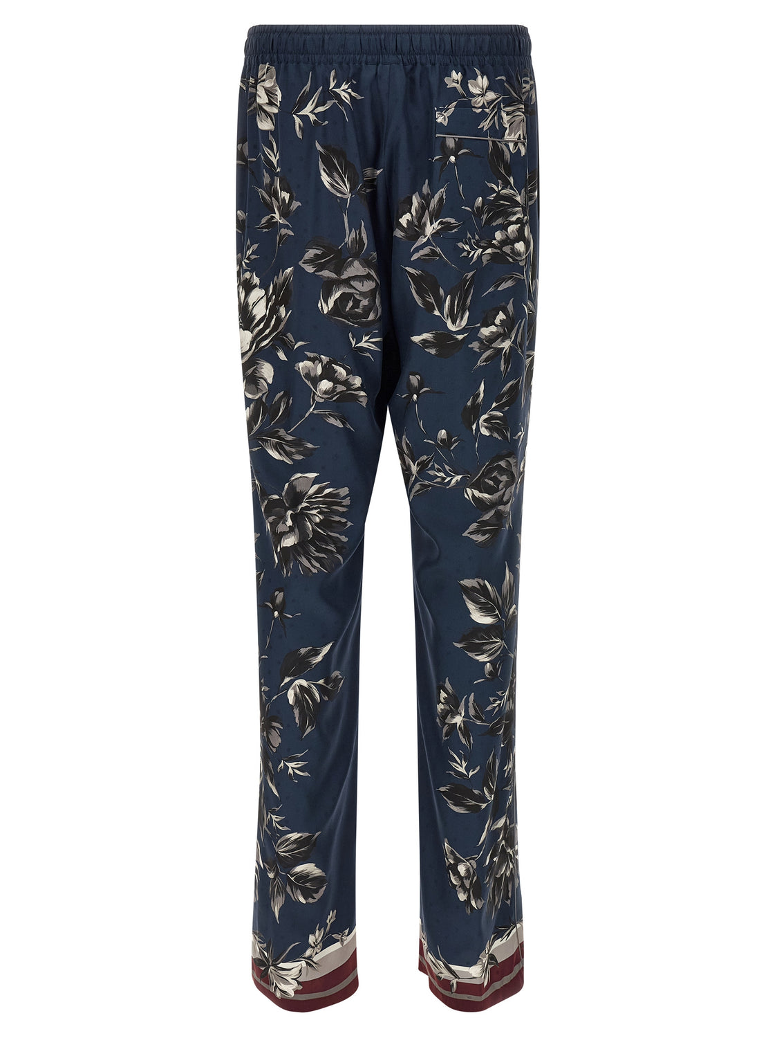 Blue Silk Casual Pants