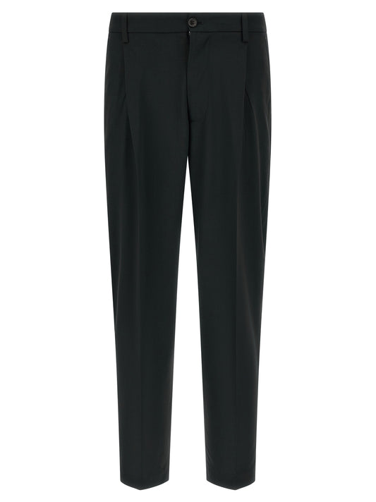 Black Polyester Casual Pants