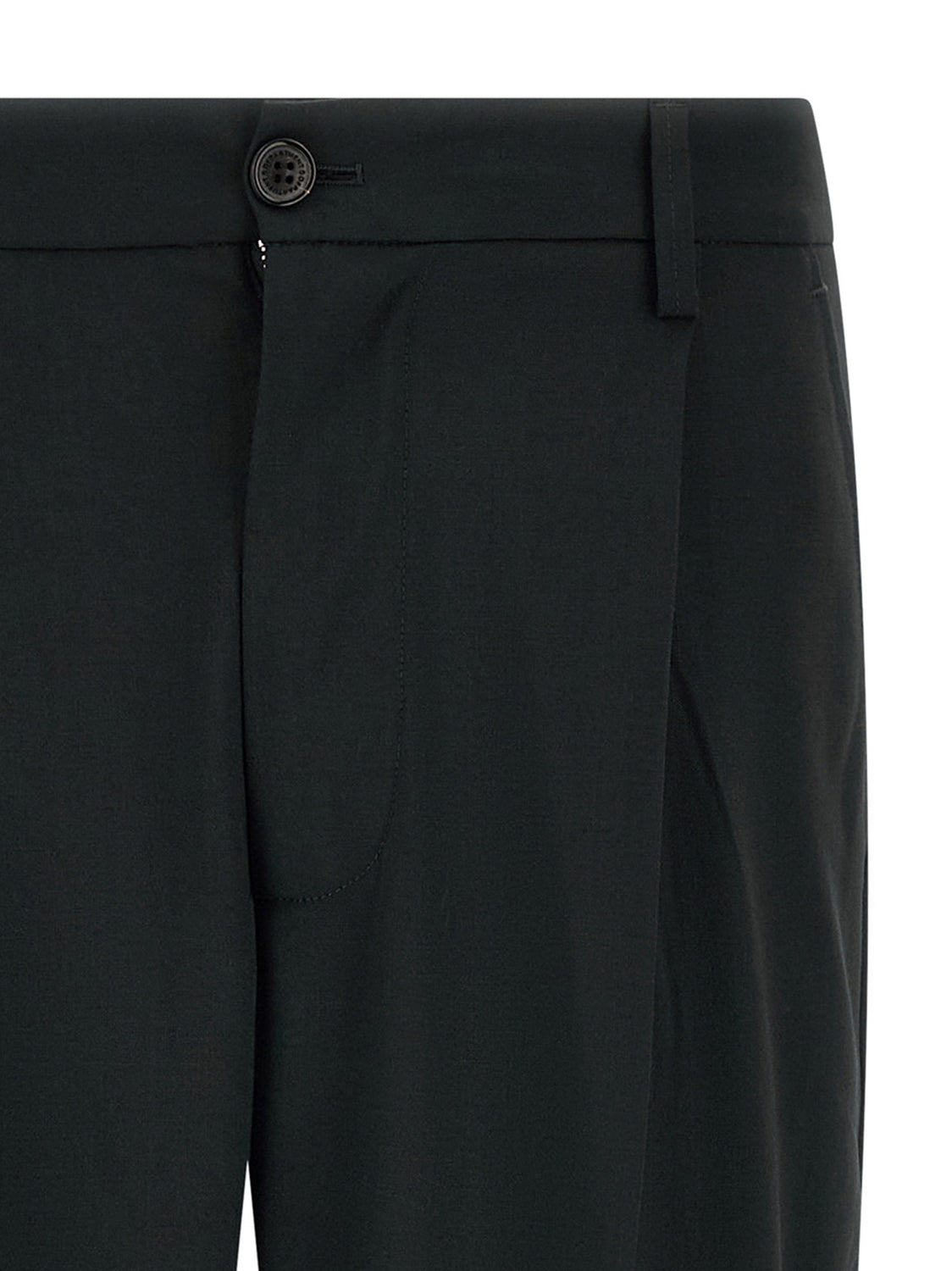 Black Polyester Casual Pants