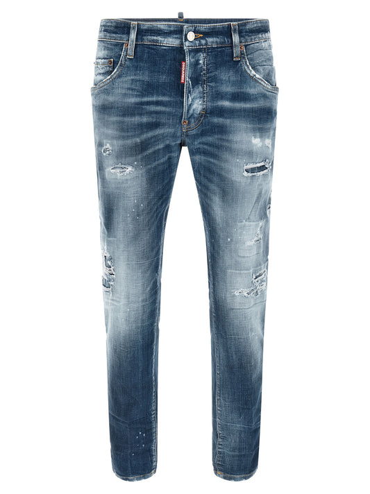Blue Cotton Boyfriend Jeans