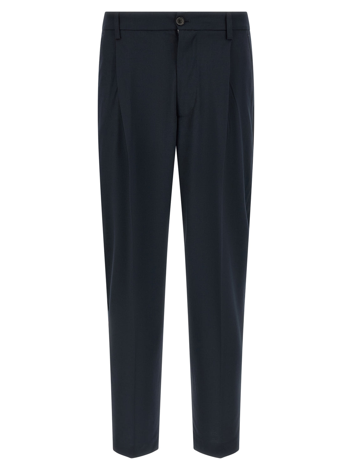 Blue Polyester Casual Pants