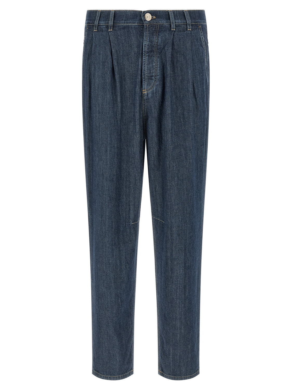 Blue Cotton Straight-Leg Jeans