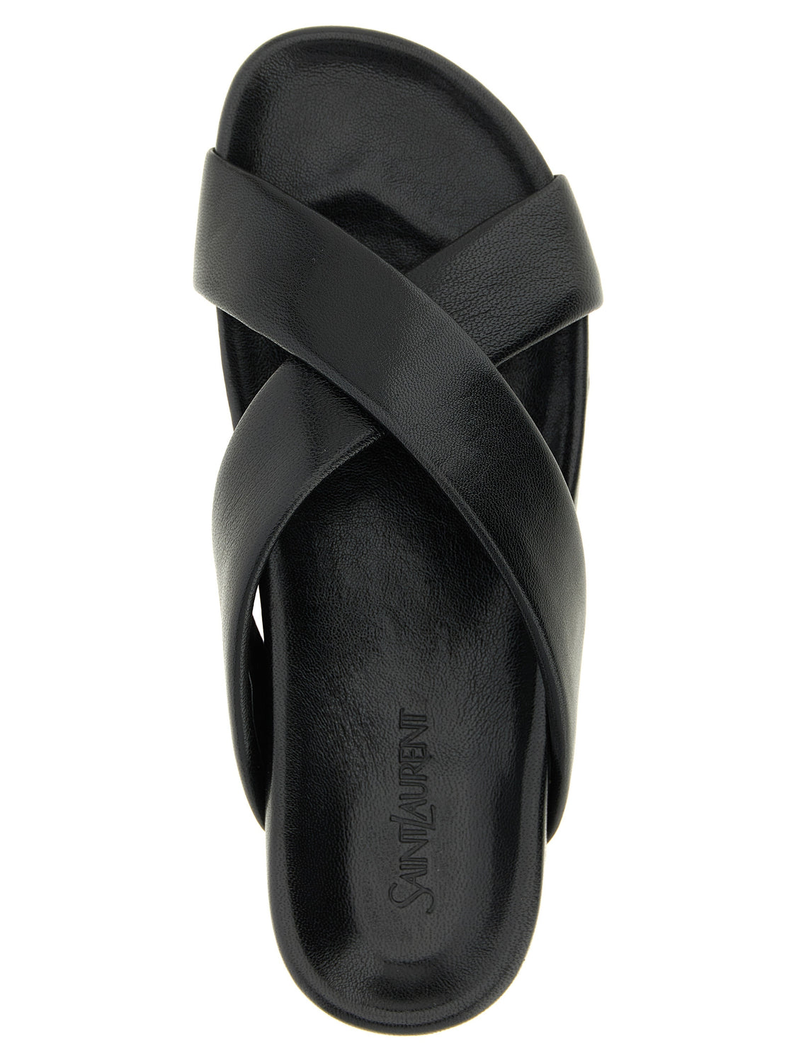 Black Lamb Leather Slides