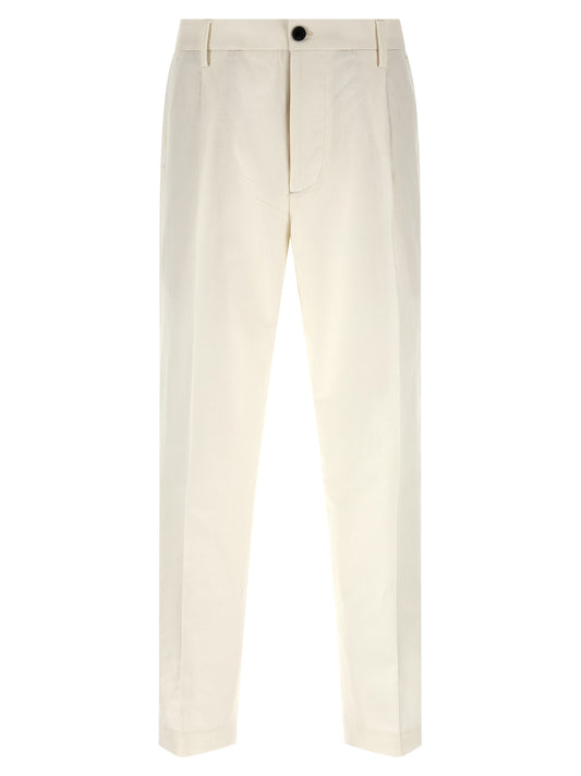 White Cotton Casual Pants