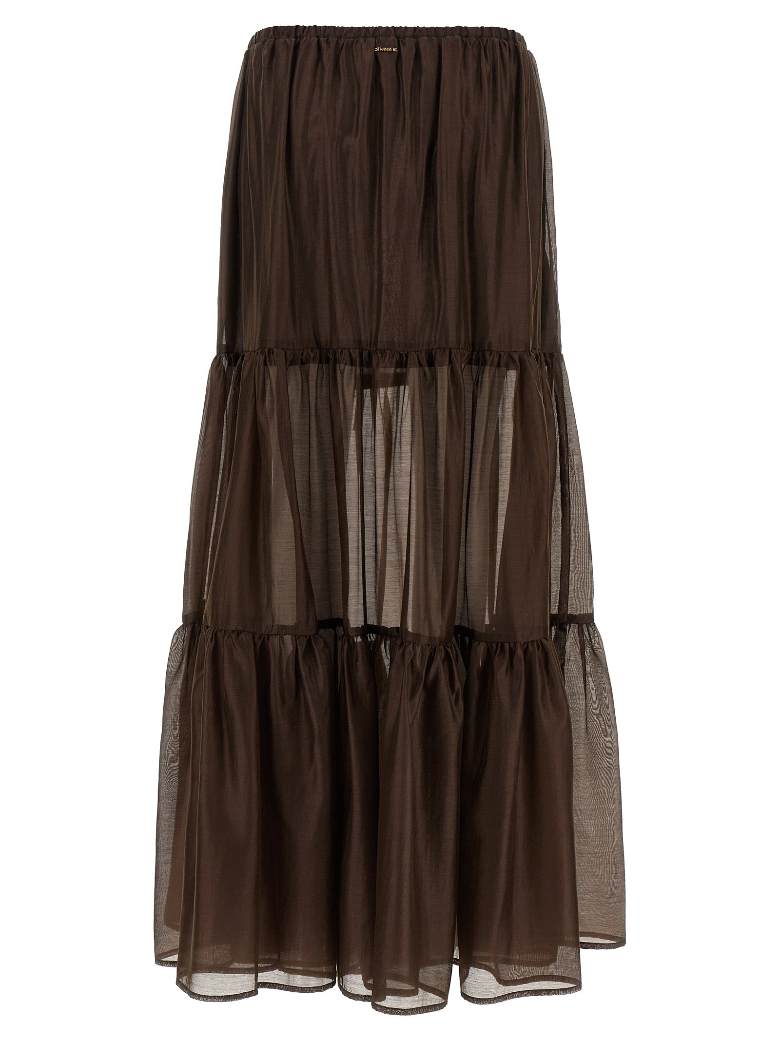 Brown Lycra Mini Skirt
