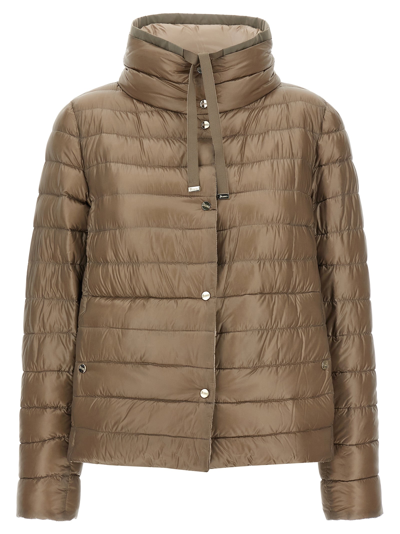 Brown Polyamide Full-Length Jacket