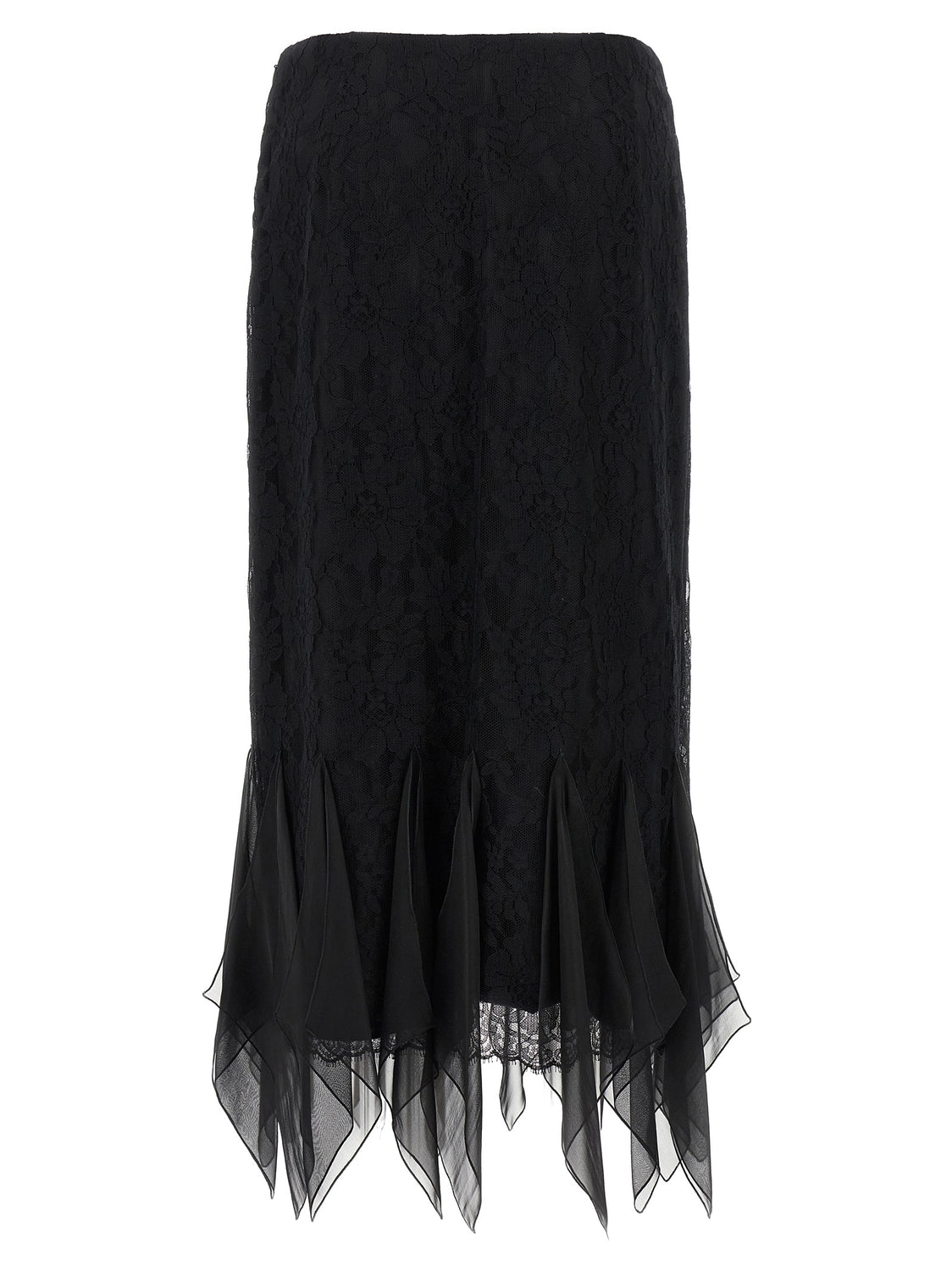 Black Cotton Midi Skirt