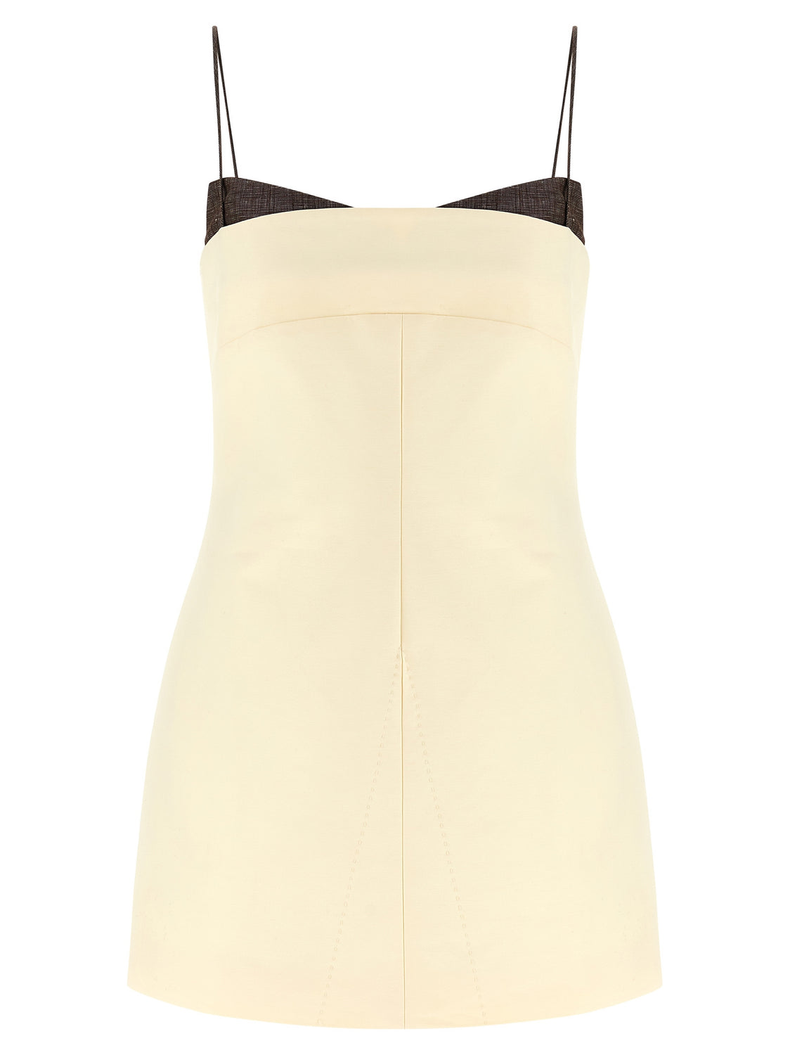 Beige Cotton Short Dress