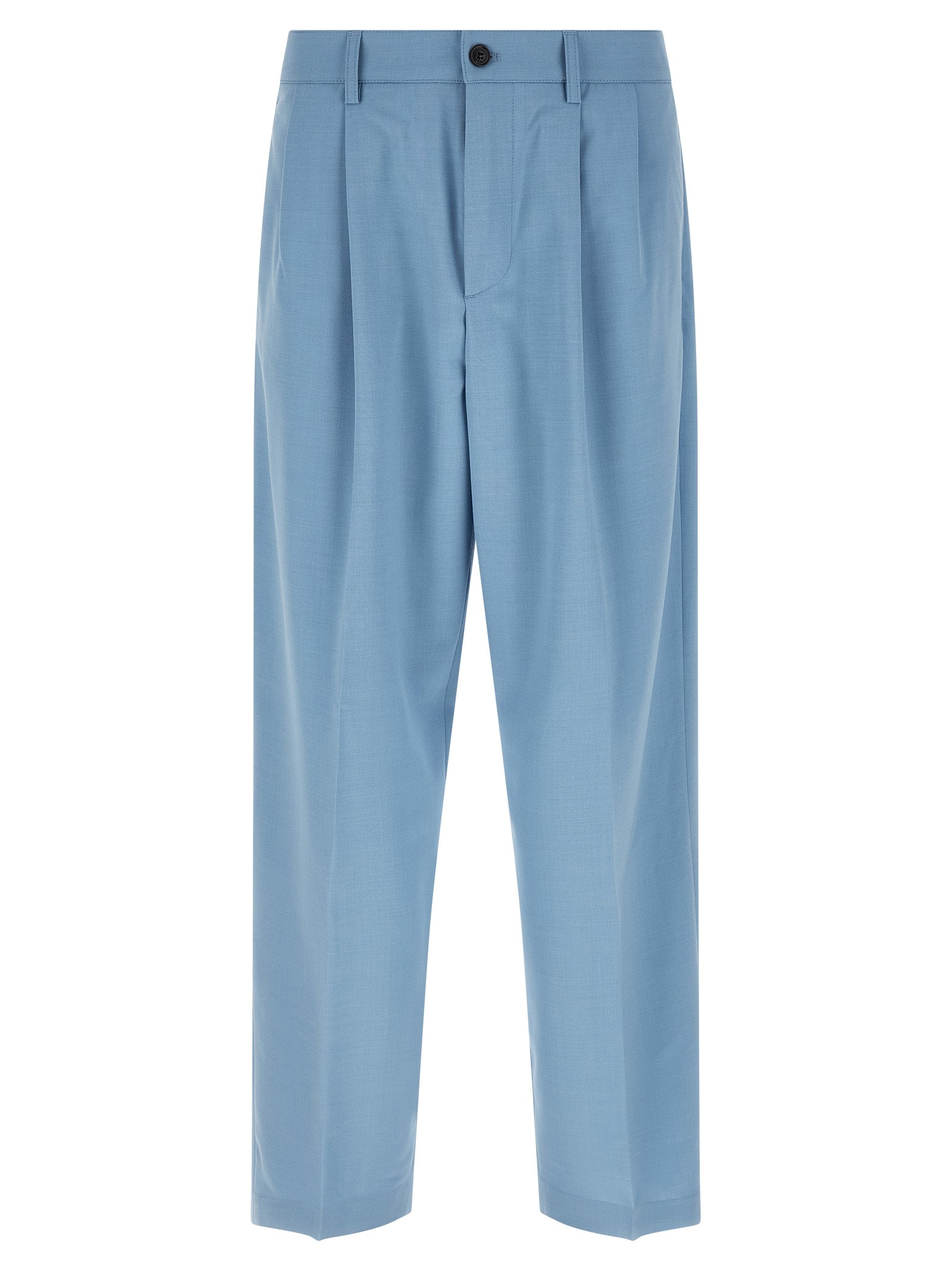 Blue Polyester Chino Pants