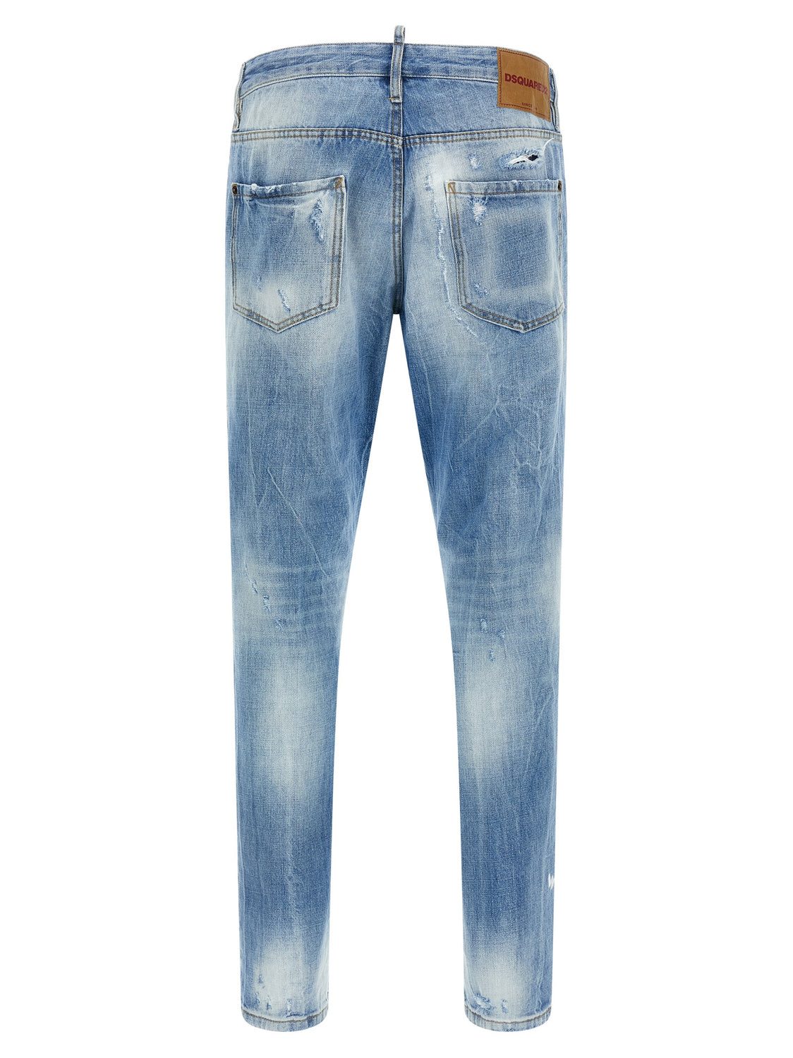 Blue Cotton Straight-Leg Jeans